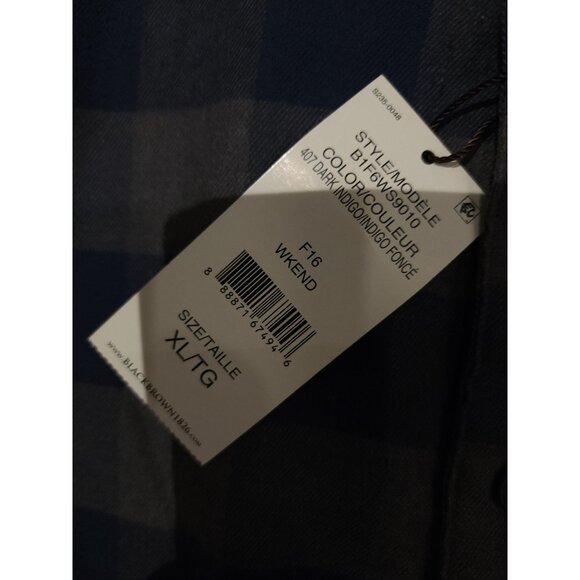 Black Brown 1826 Men's XL Blue & Gray Plaid Button-Down Shirt - Picture 4 of 13